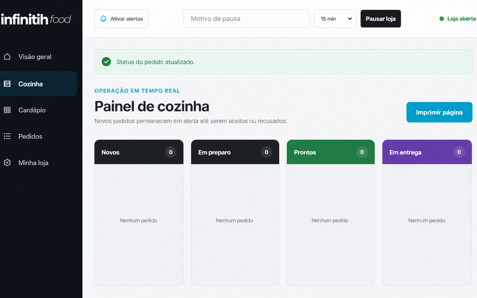 Demonstração do painel de cozinha Infinitih Food